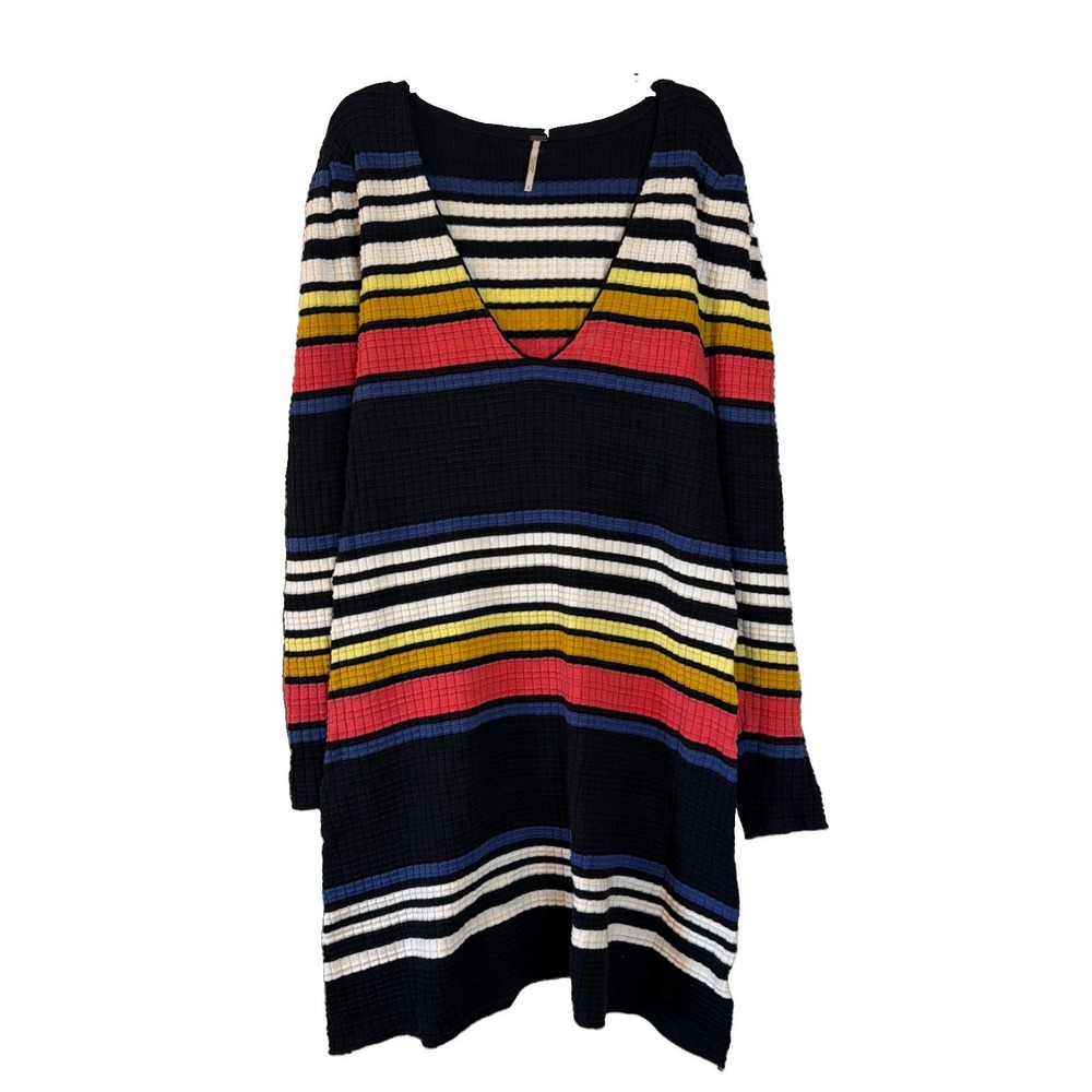 Free People Gidget Striped Mini Sweater Dress Size XS Colorful